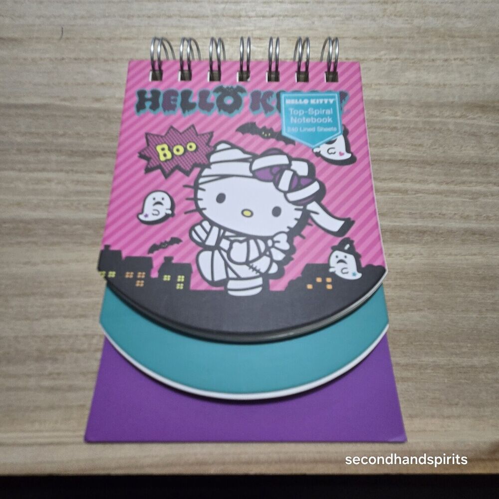 2024 Sanrio Hello Kitty Halloween Top Spiral Notebook Pink Mummy Boo 240 Lined